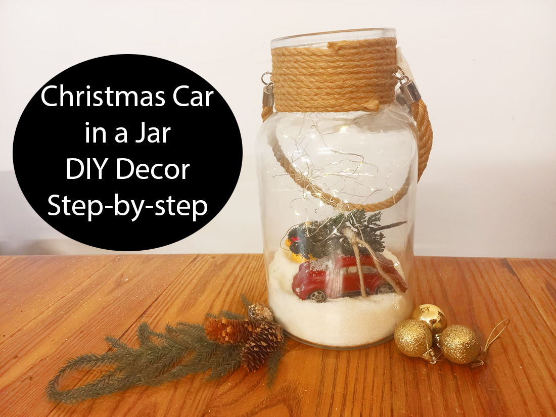 Christmas Car in a Mason Jar, Step-by-step DIY Decoration