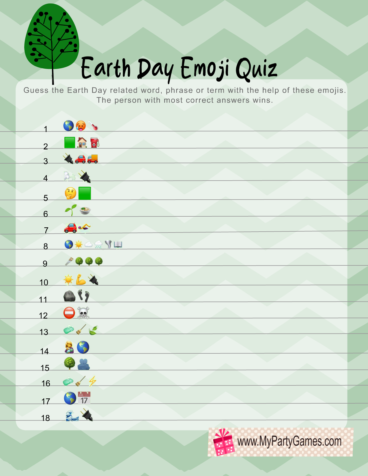 Free Printable Earth Day Emoji Pictionary Quiz