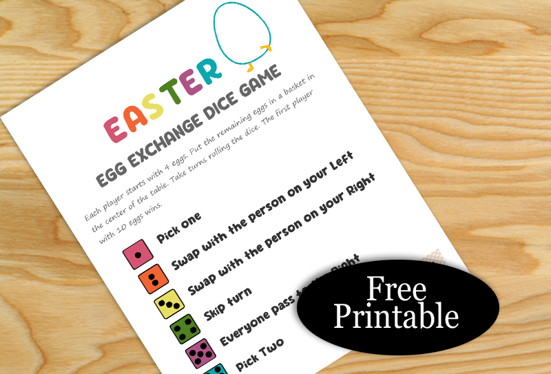 Free Printable Easter Egg Exchange Dice Game