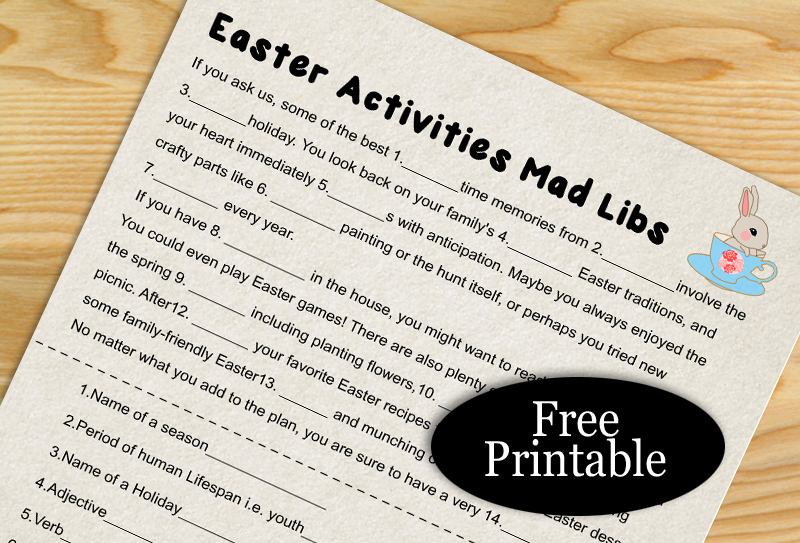 Hilarious Free Printable Easter Mad Libs Games