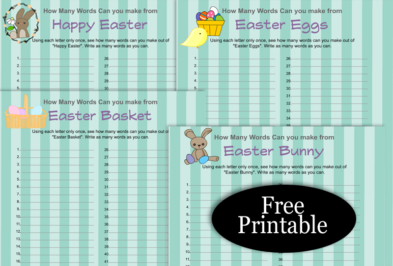 How Many Words Can You Make? Free Printable Easter Game