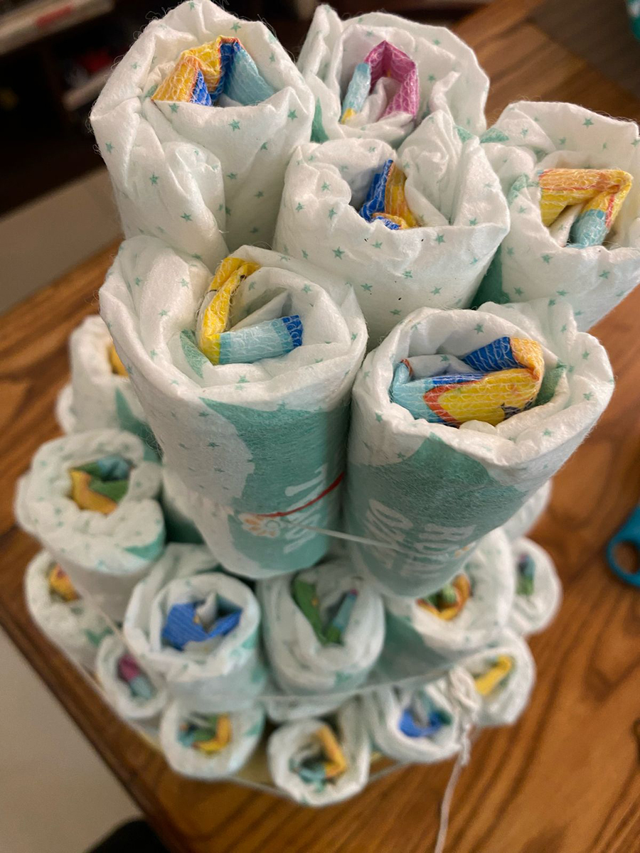 How to make a 3 tier diaper cake