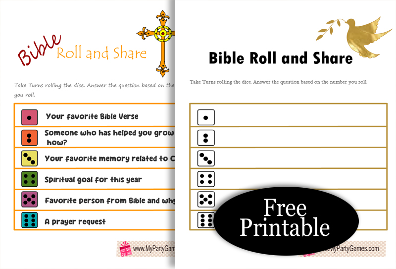 Roll and Share, Free Printable Bible Game