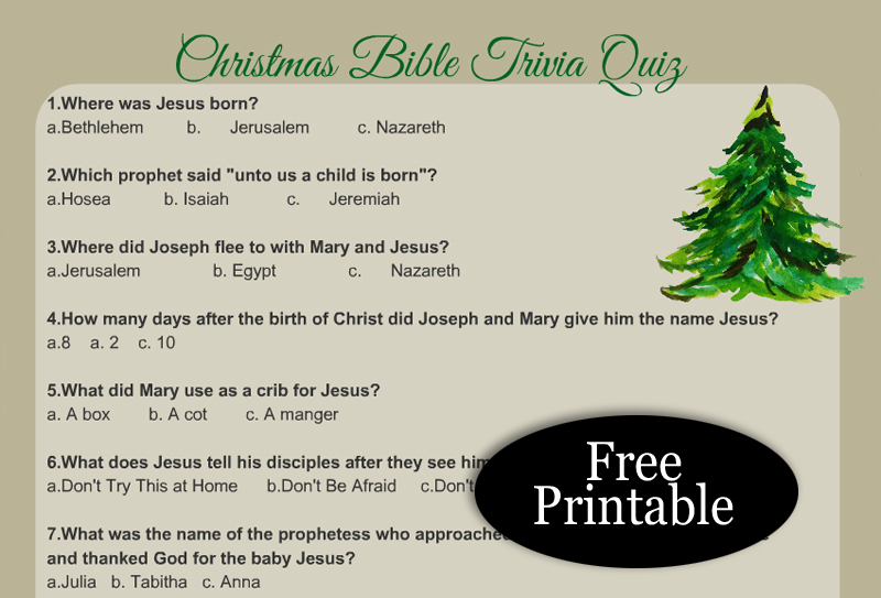 Free Printable Christmas Bible Trivia Quiz