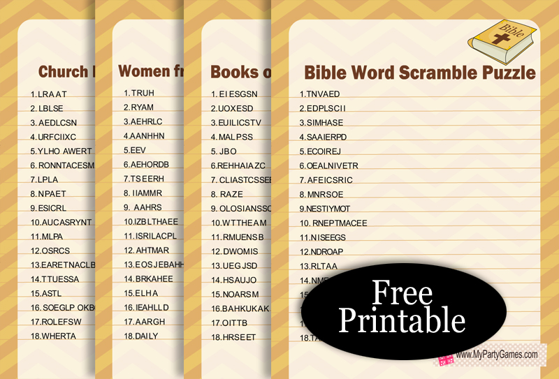 Free Printable Bible Word Scramble Puzzles