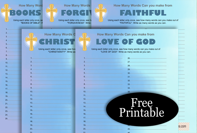 How Many Words Can You Make? Free Printable Bible Game