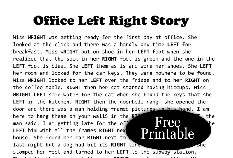Free Printable Office Party Left Right Game Story