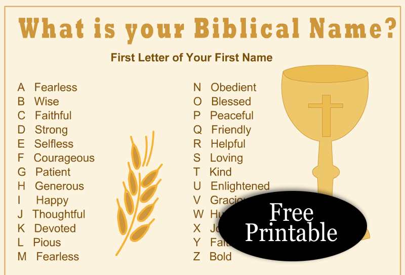 What is your Biblical Name? Free Printable Game