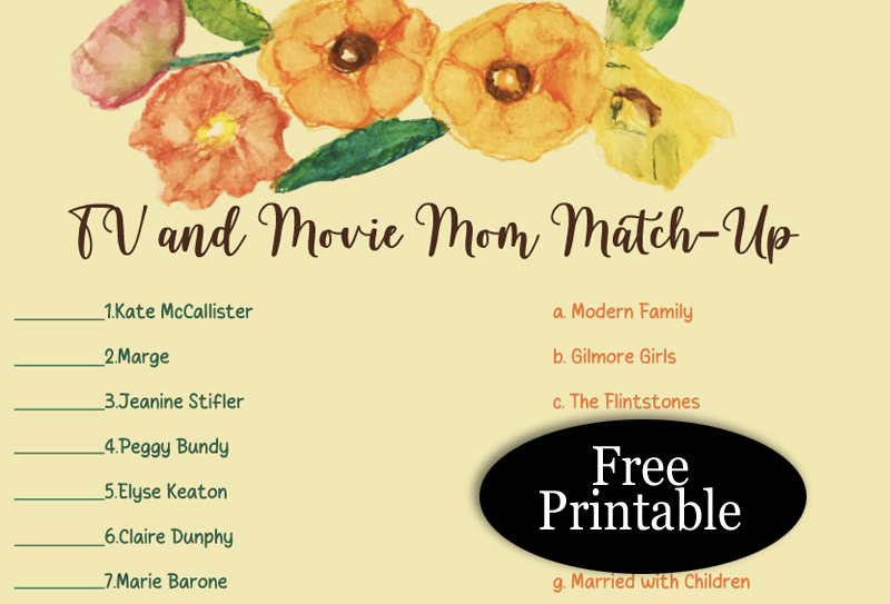 TV and Movie Mom Match-Up Game for Mother's Day