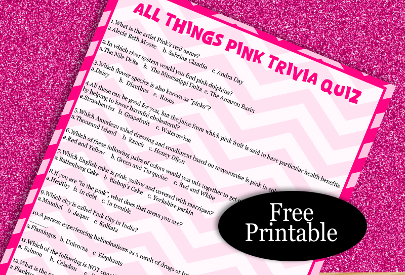 Free Printable 'All Things Pink' Trivia Quiz with Answers