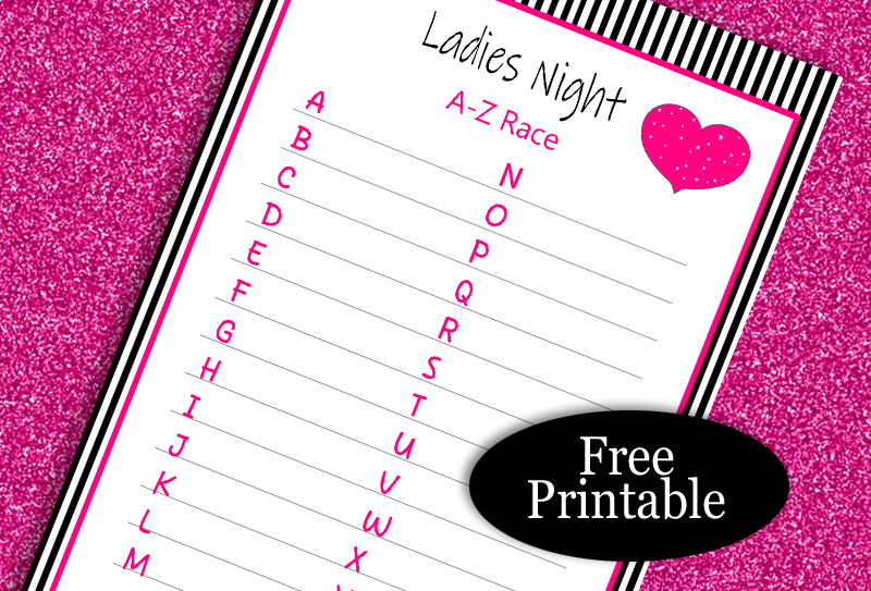 Free Printable A-Z Race Game for Ladies' Night