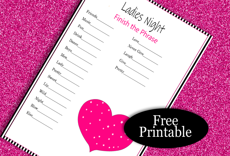Free Printable Finish the Phrase Game for Ladies' Night