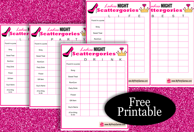 Free Printable Scattergories-inspired Ladies' Night Game