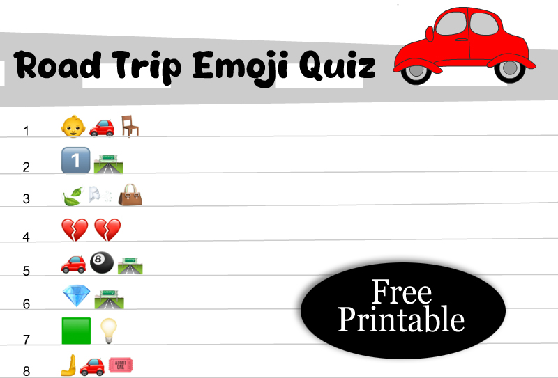 Free Printable Road Trip Emoji Quiz with Answer Key