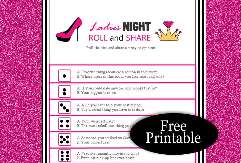 Roll and Share, a Free Printable Game for Ladies' Night