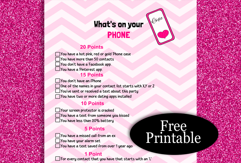 What's on Your Phone? Free Printable Ladies' Night Game