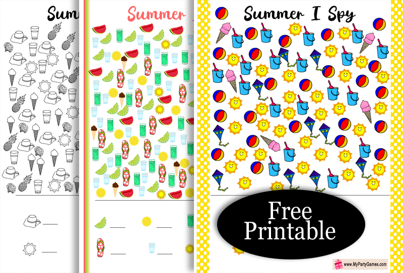 Free Printable Summer I Spy Games for Kids