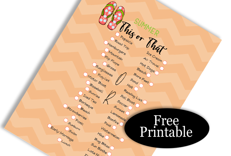 Free Printable Summer This or That Mind Match Game