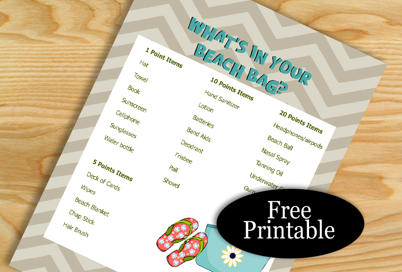 What's in your Beach Bag? Free Printable Summer Game