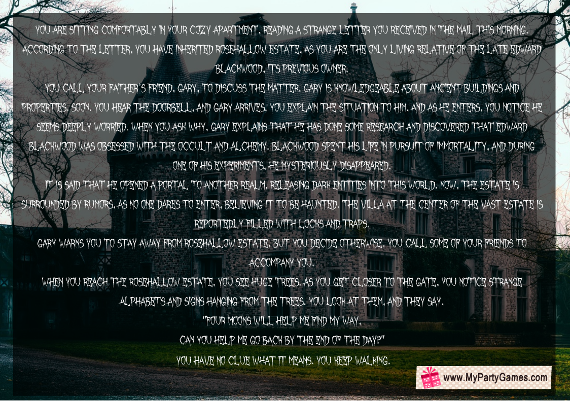 Free Printable Halloween Escape Room Back Story