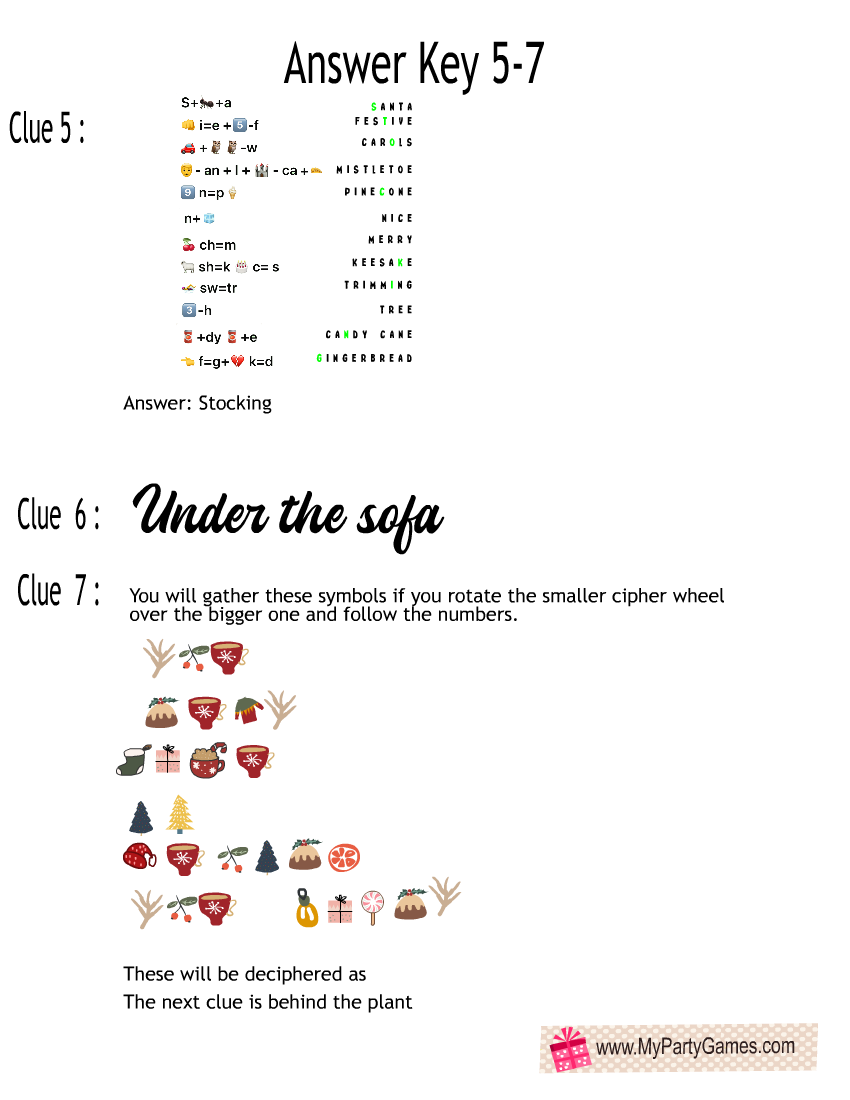Free Printable Christmas Escape Room Answer Keys 2