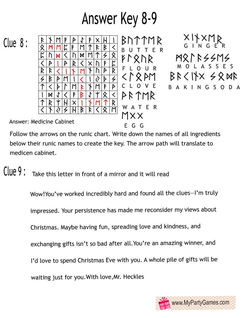 Free Printable Christmas Escape Room Answer Keys 3