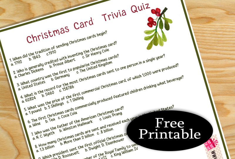 Free Printable Christmas Card Trivia Quiz