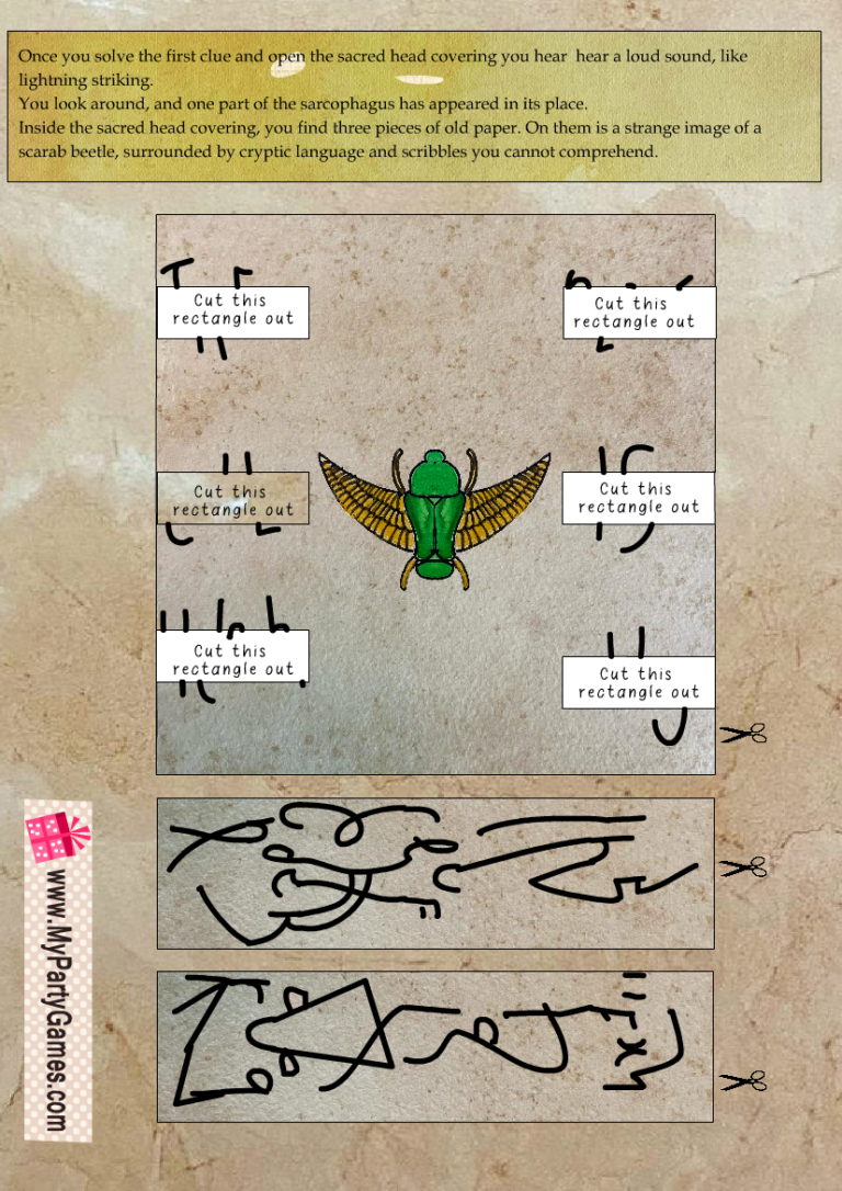 The Lost Mummy, Free Printable Egyptian Escape Room